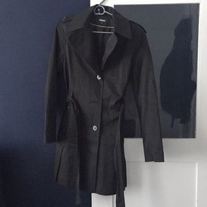 DKNY black single breasted trench coat size S